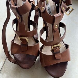 GUESS Brown Strappy Women's Sandals
